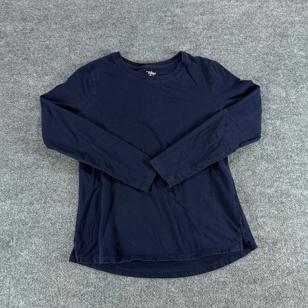 Great Northwest Indigo Womens Navy Blue Long Sleeve Crew Neck T-Shirt Size M